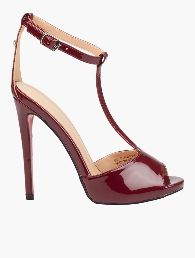 MyRunway Shop Miss Black Burgundy Bou Faux Patent Stiletto