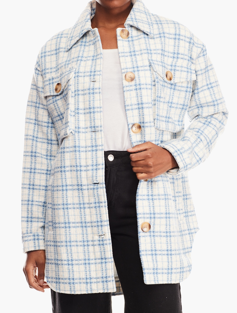 Denim Misguided Shacket Missguided Brushed Checked Shacket