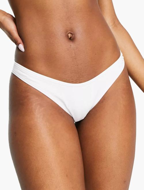 Women's Organic Cotton Large Logo Bikini Briefs in Grey Marl/fluro Coral