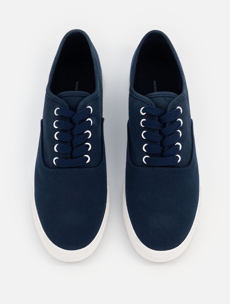 MyRunway Shop Woolworths Navy Canvas Lace Up Sneakers for Men