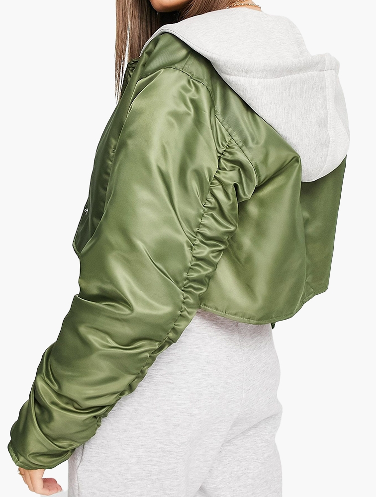 MyRunway | Shop ASOS Khaki Cropped Bomber Jacket for Women from ...