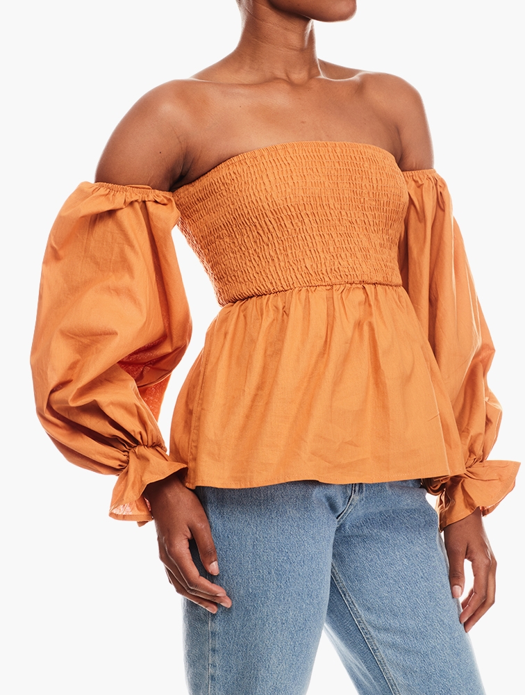 MyRunway | Shop Missguided Orange Textured Ruffle Top for Women from ...