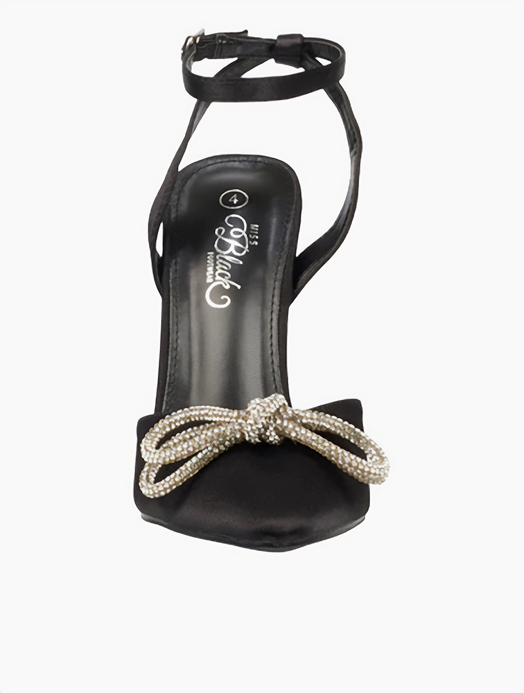 Shop Miss Black Black Ziva 1 Satin Stiletto Heels for Women from ...