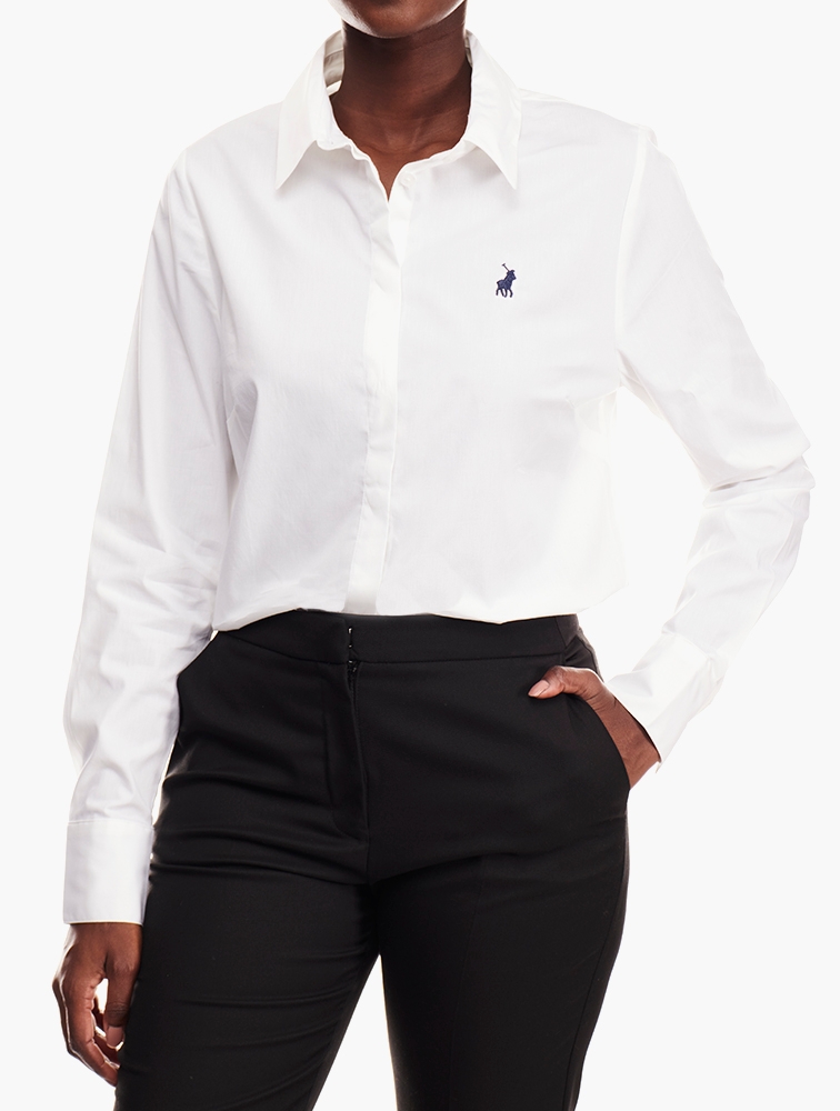MyRunway | Shop Polo White Basic Concealed Front Shirt for Women from ...