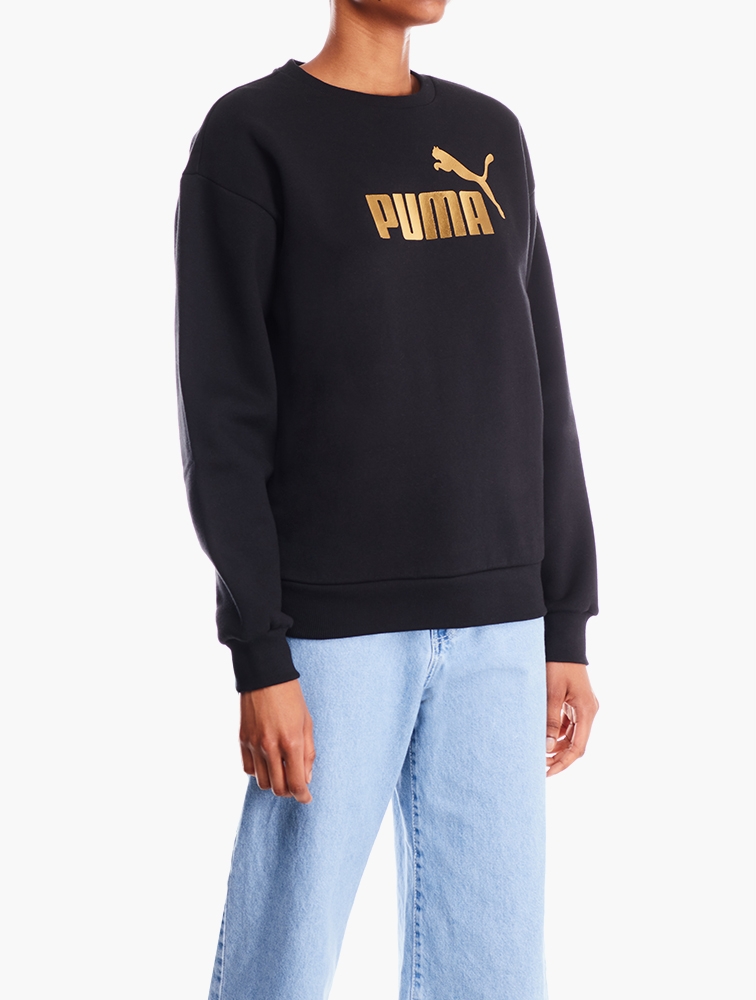 MyRunway | Shop PUMA Black Essentials+ Metallic Logo Crew Sweatshirt ...