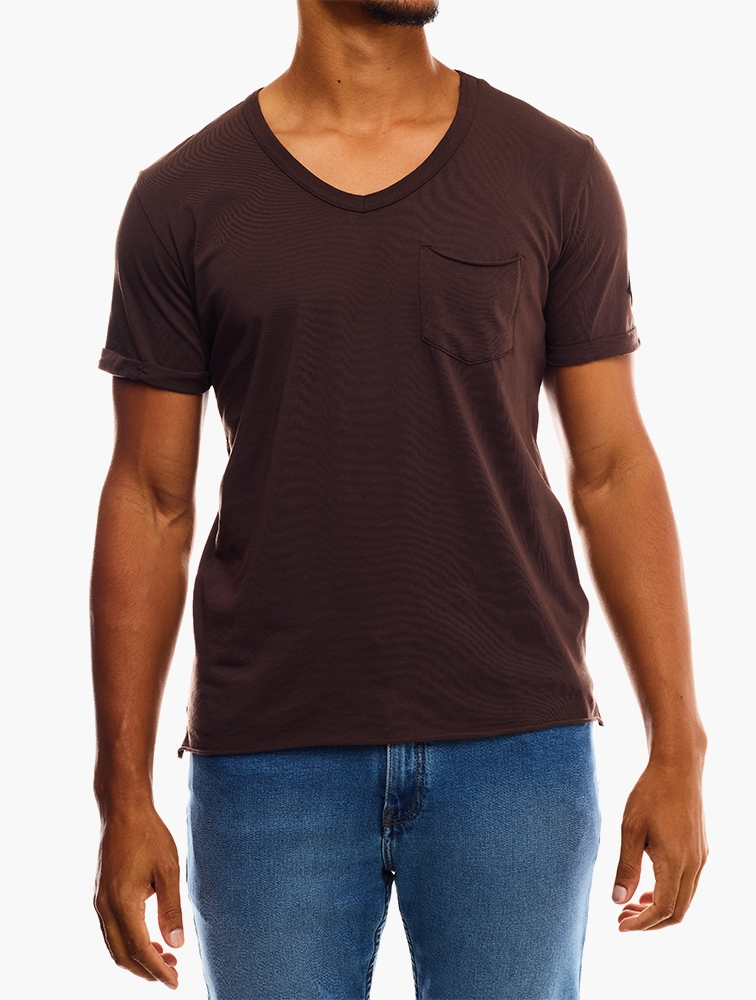 MyRunway | Shop Replay Dark Brown V-neck T-shirt for Men from MyRunway ...