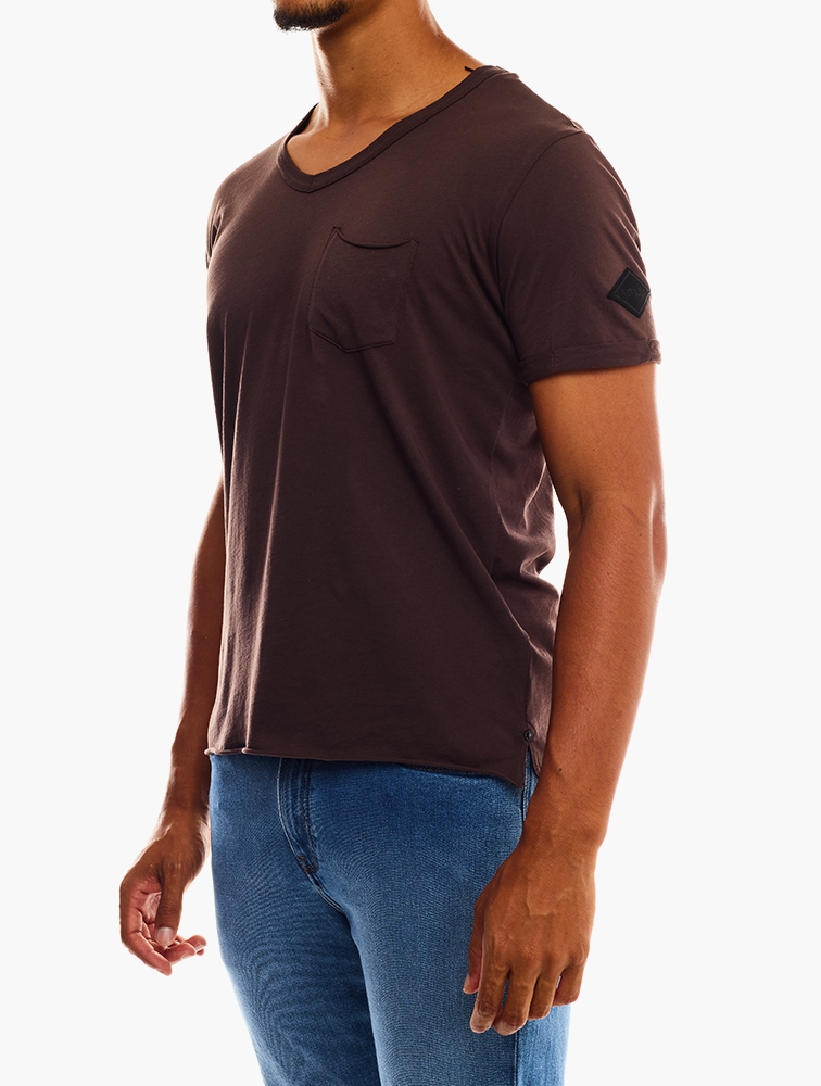 MyRunway | Shop Replay Dark Brown V-neck T-shirt for Men from MyRunway ...