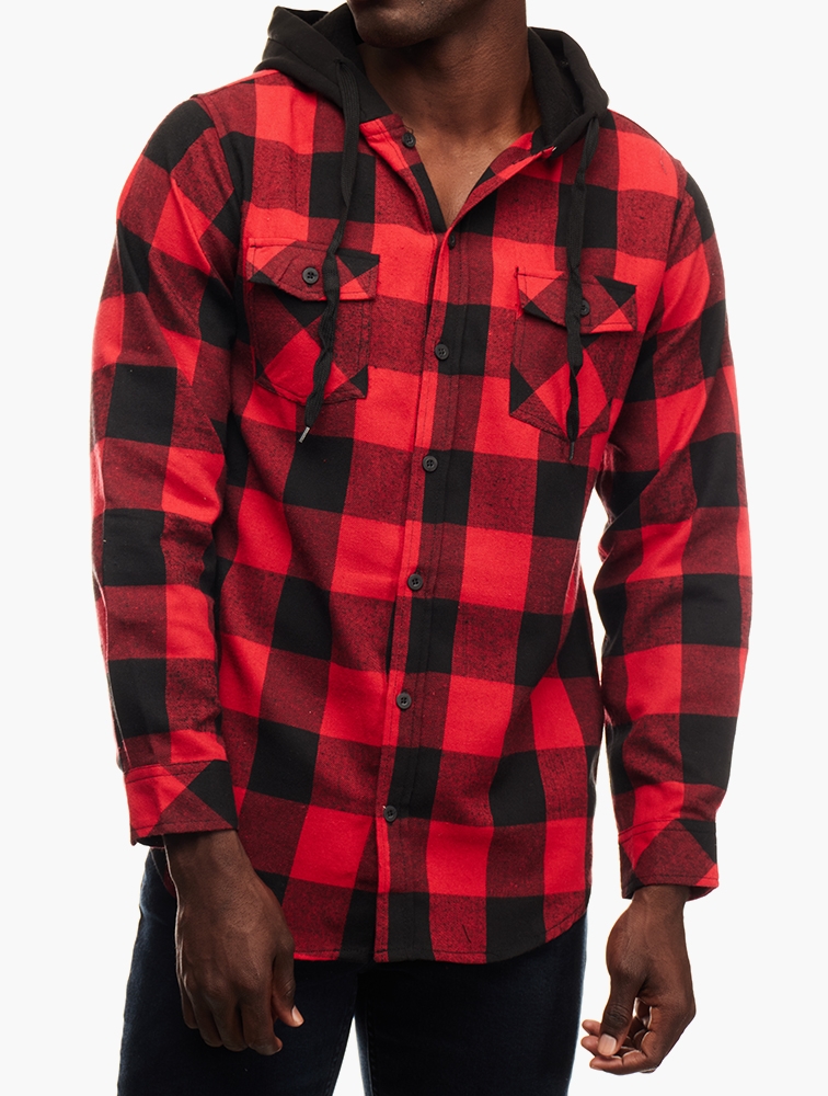 MyRunway | Shop RFO Red And Black Check Hoodie for Men from MyRunway.co.za