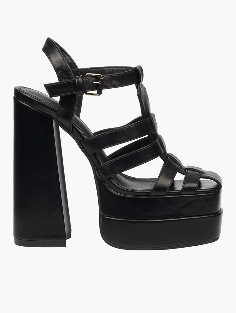 MyRunway | Shop Rock & Co Black Sachi 14 Faux Leather Sandals for Women ...