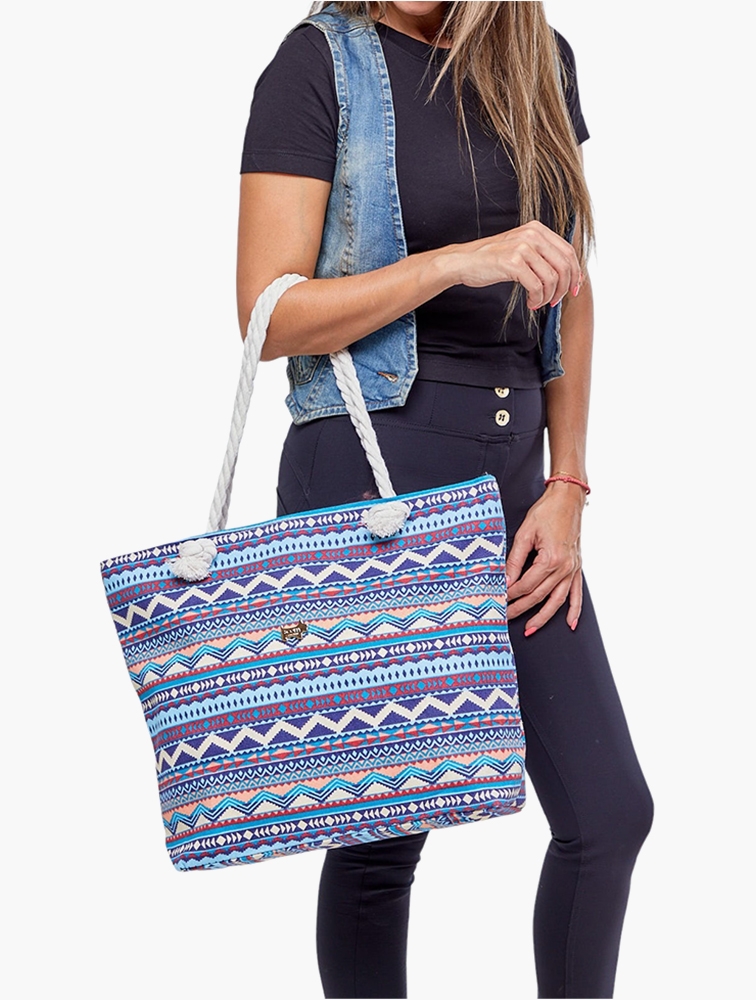 MyRunway | Shop Scotty Bags & Co. Blue & White Aztek Print The Maldives ...