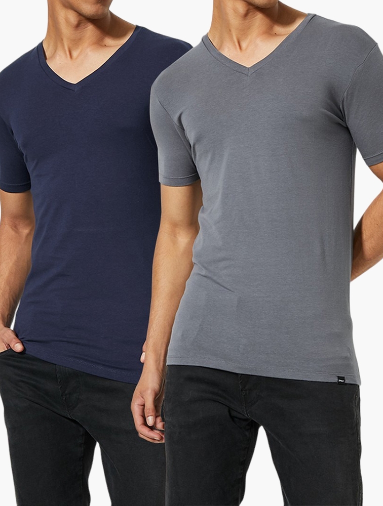 MyRunway | Shop Superbalist Label 2-Pack Plain Muscle Fit Vee Neck Tee ...