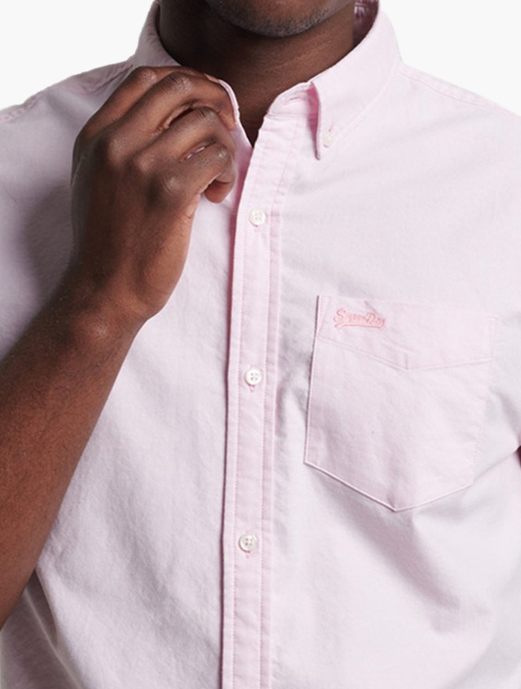 Shop Superdry City Pink Vintage Oxford Short Sleeve Shirt for Men from ...