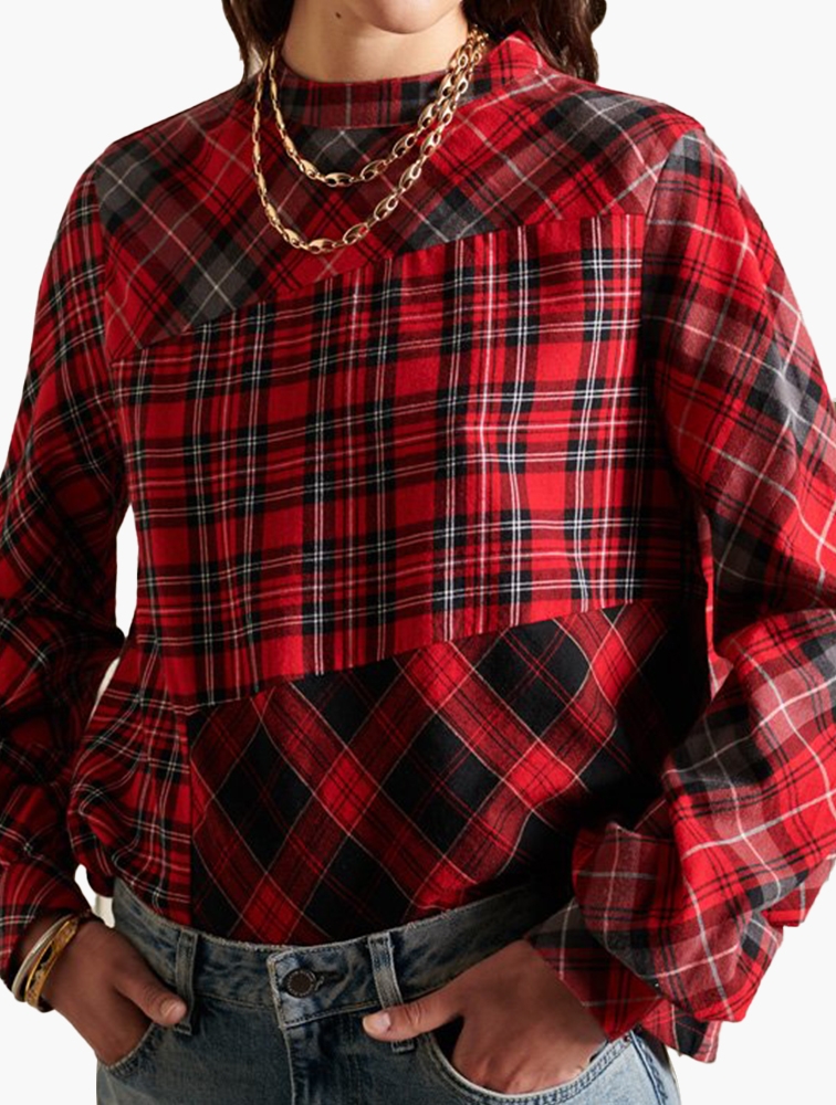 MyRunway | Shop Superdry Red Check Long Sleeve Woven Checked Top for ...