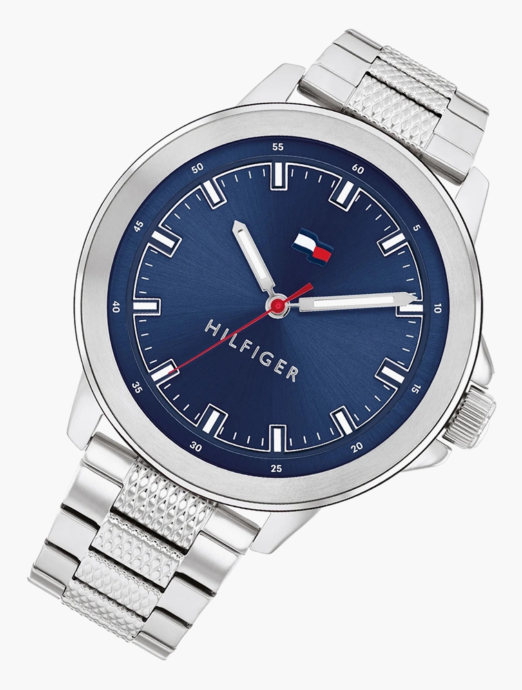MyRunway | Shop Tommy Hilfiger Silver & Navy Steel Quartz Watch for Men ...