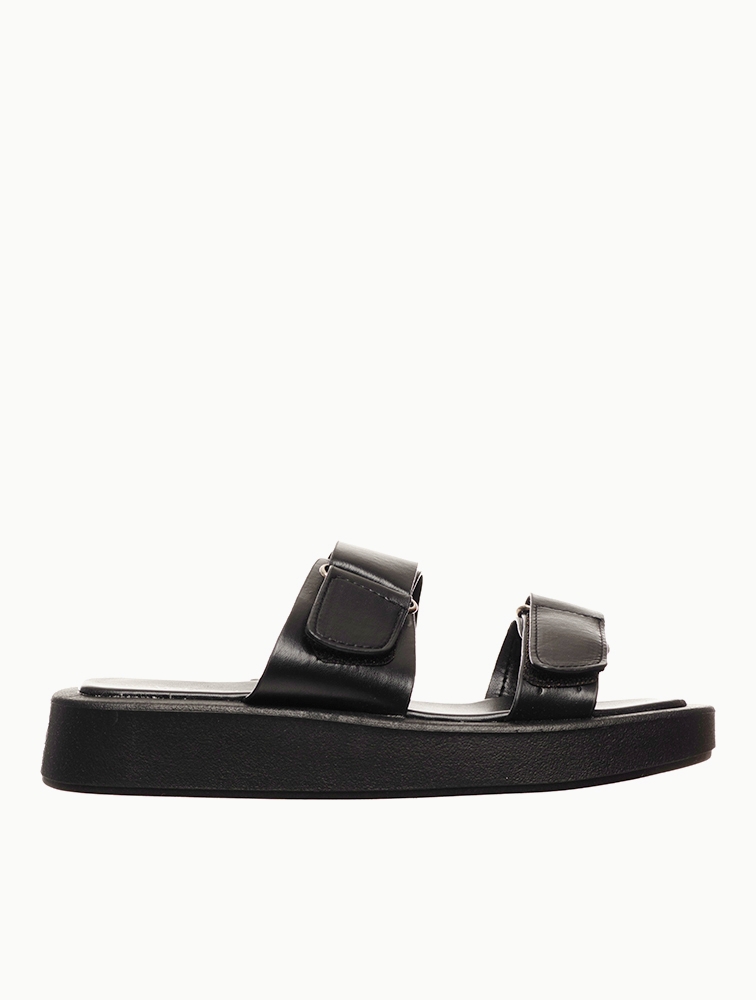MyRunway | Shop Viabeach Black Coconut 1 Faux Leather Sandals for Women ...
