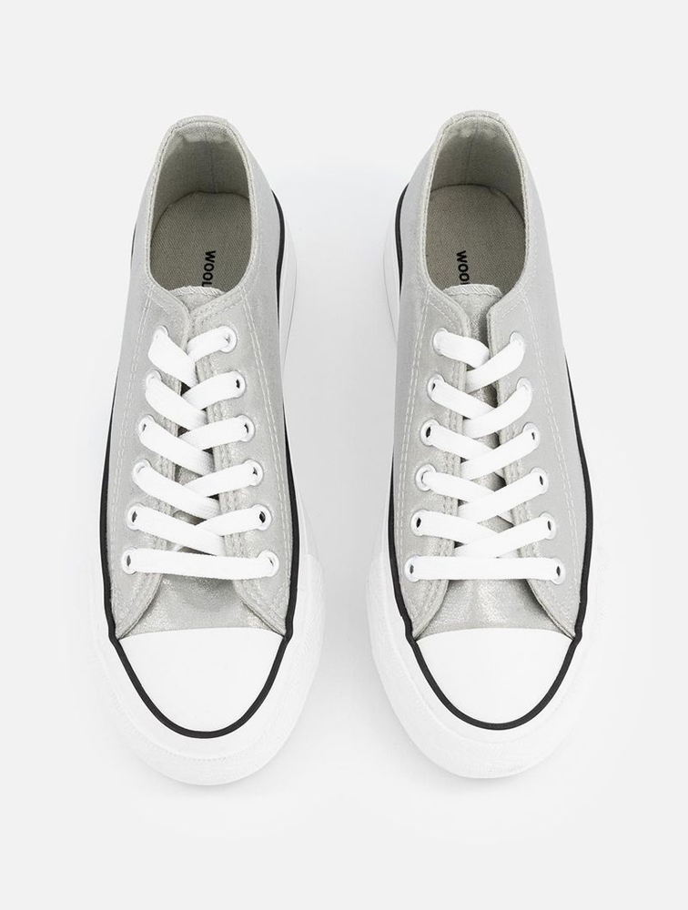 Shop Woolworths Silver Canvas Platform Sneakers for Women from MyRunway ...
