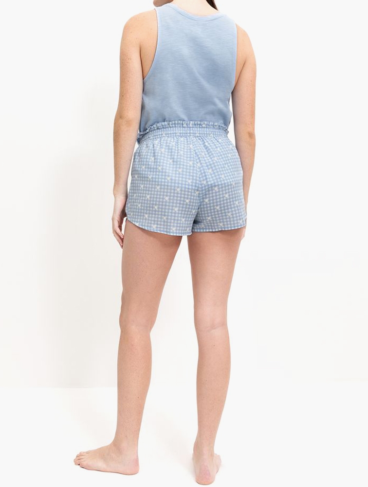 MyRunway | Shop JT One Blue Floral Check Paperbag Sleep Shorts for ...