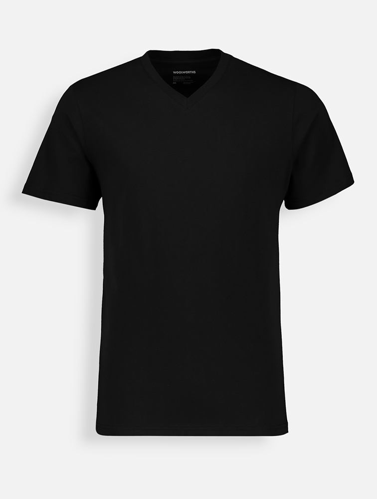 MyRunway | Shop RE: Black Core V-Neck Cotton T-Shirt for Men from ...