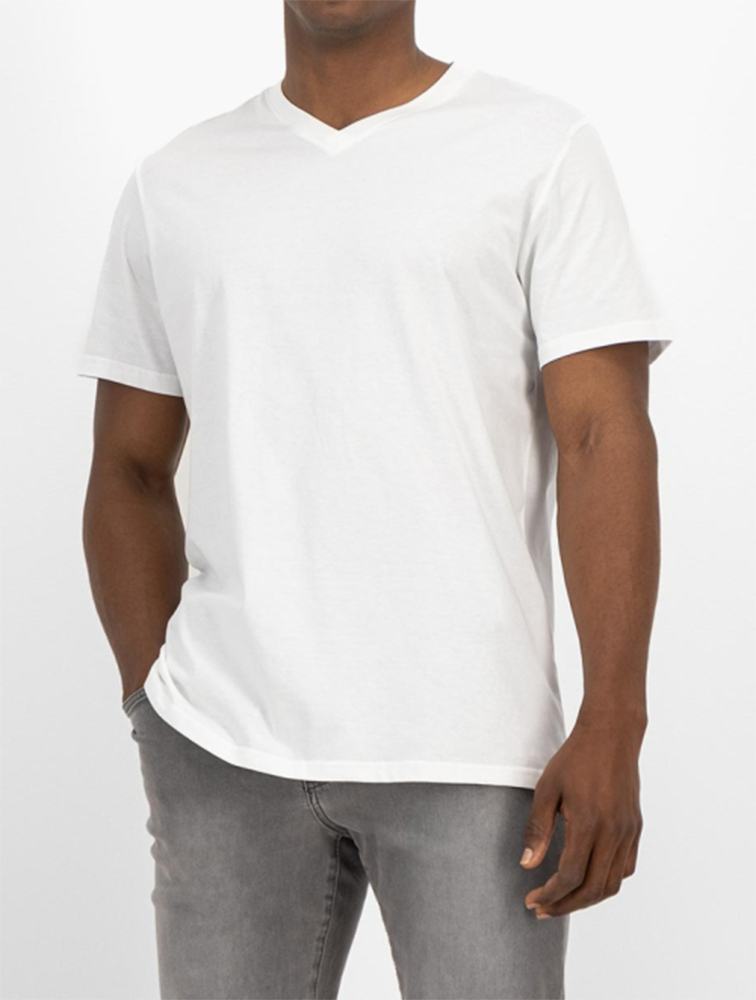 MyRunway | Shop RE: White Core V Neck Regular Fit Plain Tee for Men ...