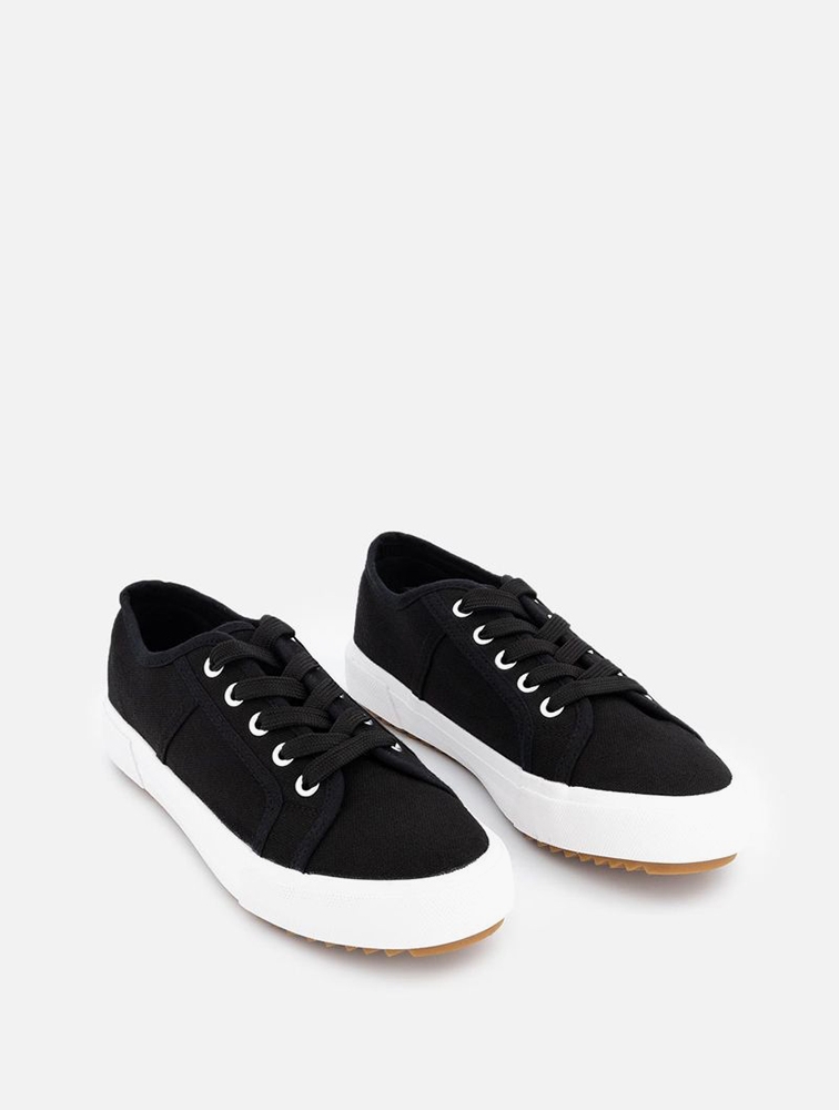 MyRunway | Shop Woolworths Black Lace-up Canvas Sneakers for Women from ...